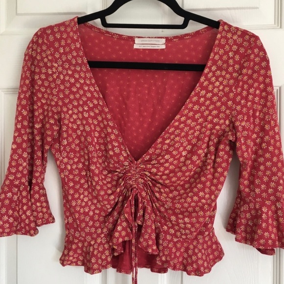 Urban Outfitters Red Daisy Drawstring Crop Top Size Medium - Picture 8 of 10
